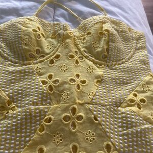 Mini dress yellow and white size s